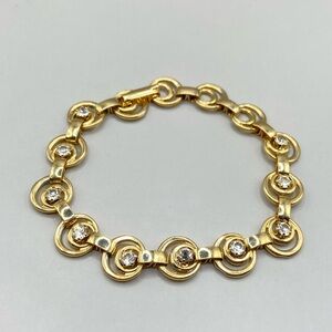 Gold Tone Circle Link Cubic Zirconia Bracelet